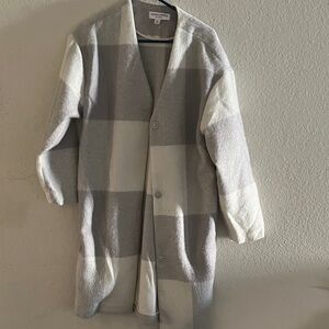 Adam Lippes For Target Gray and Cream Plaid Pea Coat